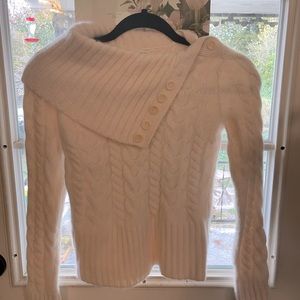 50% Lamb’s Wool/50% Angora hair Cowl Neck White Sweater